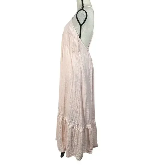 Aerie X-Large Maxi Dress V-Neck Lined Adjustable Spaghetti Straps Textured Pink - Picture 8 of 11